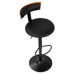 Weller Contemporary Barstool With Black Frame Walnut Wood/Black - Lumisource -Furniture Specialty Store GUEST db628a81 6603 438c b547 7000c0e0bbe9