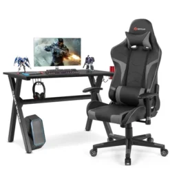 Costway X-Shaped Gaming Desk & Racing Style Massage Chair Set Home Office Black+White/Blue/Grey/Red -Furniture Specialty Store GUEST dba350ba 82f5 492f be2b f959a293dadc