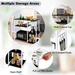 Costway Industrial Kitchen Baker's Rack Microwave Stand Utility Home Shelf W/ 6 Hooks -Furniture Specialty Store GUEST dbae41c0 a517 4251 9be5 b186be552559
