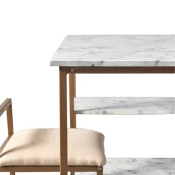 Marmo Breakfast Table Dining Set With Faux Marble Top Brass - Teamson Home -Furniture Specialty Store GUEST dbd0197c 043a 4ff8 a31a ca9a8e585844