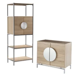 Befail Tall Bar Cabinet With Wine Storage Natural/Chrome - Aiden Lane -Furniture Specialty Store GUEST dbd38df2 dbf6 496f 87a1 4cf91f08ee40