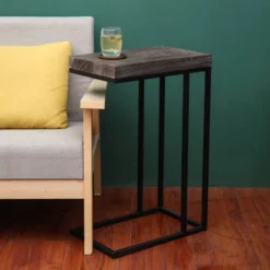 Breeze Casual C Shaped End Table Metal Frame Rustic Brown - Proman Products -Furniture Specialty Store GUEST dbd96f2d 7242 4405 9a75 bc62c6abe511