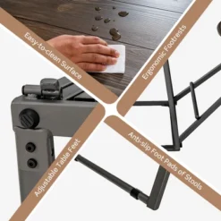 Costway 3-Piece Bar Table Set Round Pub Dining Table & 2 Foldable Stools W/ Metal Frame -Furniture Specialty Store GUEST dc4bcebf 292f 4601 b92c ea85818d0b03