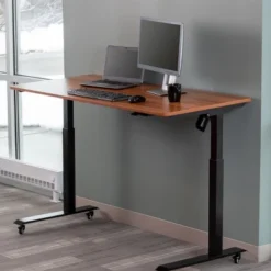 Stand Up Desk Store Electric Adjustable Height Standing Desk With Locking Casters And Furniture Feet