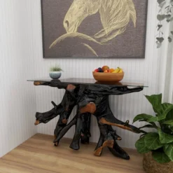 Contemporary Teak Wood Console Table Gold - Olivia & May -Furniture Specialty Store GUEST dcc5b6d1 3187 4745 ad0e bfa90e438b36