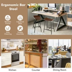 Costway Industrial Saddle Stool Counter Height Bar Stool Dining Pub Chair W/ Metal Frame -Furniture Specialty Store GUEST ddbde940 076e 47f8 99e6 b45e87c4af2c