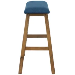 Sunnydaze Decor Sunnydaze Set Of 2 Indoor Wooden Backless Counter-Height Stools - Weathered Oak Finish With Blue Cushions -Furniture Specialty Store GUEST de129432 d3e5 4563 873d c14ddf62be9f