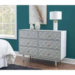 6 Drawer Geo Textured Dresser - Linon -Furniture Specialty Store GUEST de2578ce ed0d 4802 a8c8 52f05bfbf6b2