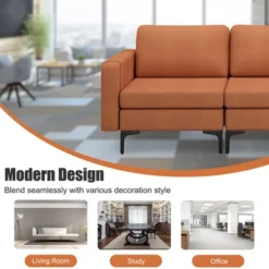 Costway Modular 3-Seat Sofa Couch W/ Socket USB Ports & Side Storage Pocket OrangeDark Grey -Furniture Specialty Store GUEST de3ad375 f7b7 4a2e 824f a51974c8970d