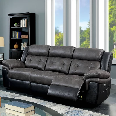 Melio Sofa With 2 Powered Recliners Gray/Black - HOMES: Inside + Out 3 Melio Sofa With 2 Powered Recliners Gray/Black - HOMES: Inside + Out