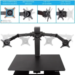 Techtonic Electric 3 Arm Monitor Mount Standing Desk - Sit To Stand Desk Converter With Keyboard Tray – Black – Stand Steady -Furniture Specialty Store GUEST e10755ad 6c66 4940 a2e4 33842a47a66e