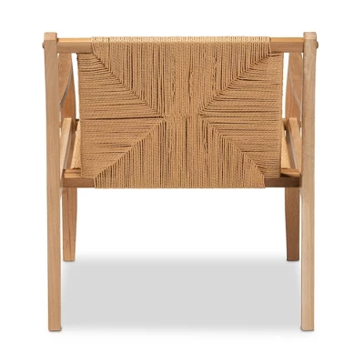Delaney Wood Hemp Accent Chair Oak Brown - Baxton Studio 8 Delaney Wood Hemp Accent Chair Oak Brown - Baxton Studio - Image 6