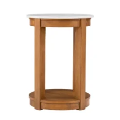 Vebell Round End Table White/Natural - Aiden Lane -Furniture Specialty Store GUEST e12a601c 919d 4cd3 8257 04223bd40322