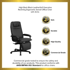 Emma And Oliver High Back Black LeatherSoft Executive Reclining Ergonomic Office Chair With Arms -Furniture Specialty Store GUEST e1411b70 c5cc 4b83 8877 2d91861bc46e