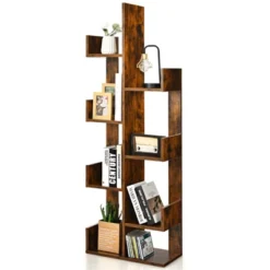 Tangkula 8-Tier Modern Bookshelf Anti-fall Tree Bookcase Storage Rack Suitable For Home & Office Brown/White/Black -Furniture Specialty Store GUEST e1efdfe4 f744 482f 9a9a 639f94ade8f9