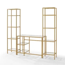 3pc Aimee Desk And Etagere Set Soft Gold - Crosley -Furniture Specialty Store GUEST e246d01a af8e 44eb ac6c 6860703fc30c