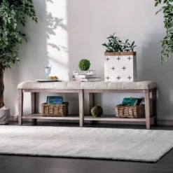 Wixam Tufted Bench Beige/Brown - HOMES: Inside + Out