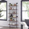 Modern Industrial 6-Tier Iron Pipe Wall Mount Ladder Shelf Distressed Wood - Danya B. -Furniture Specialty Store GUEST e29c9420 545c 405c ae0b 69846e0750d4