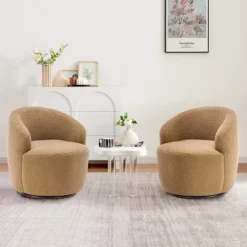 Set Of 2 Fannie 25.60'' Wide Small Size Boucle Upholstered 360° Swivel Barrel Chair-The Pop Maison -Furniture Specialty Store GUEST e301b3b7 a19d 4ef7 986d e3cdbdb1eeae