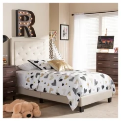 Paris Modern And Contemporary Linen Upholstered Tufting Platform Bed - Twin - Baxton Studio -Furniture Specialty Store GUEST e4020b96 a606 47c9 88d8 3752c6d5c61b