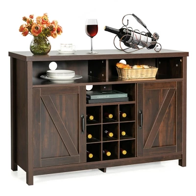 Costway Buffet Storage Cabinet Farmhouse Sideboard W/9-Bottle Wine Rack & 2 Doors 12 Costway Buffet Storage Cabinet Farmhouse Sideboard W/9-Bottle Wine Rack & 2 Doors - Image 10