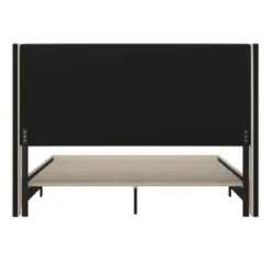 Merrick Lane Modern Platform Bed - Gray Faux Linen - Queen - Padded Wingback Headboard - 8.5" Floor Clearance - Wood Support Slats - No Box Spring Needed -Furniture Specialty Store GUEST e44421cd b054 45c1 8f6d 8fd610d83952