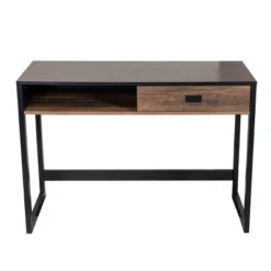 Oslo Contemporary Studio Workstation Desk With Drawer Black/Brown - Danya B. -Furniture Specialty Store GUEST e46928a6 02b5 4f6d bf9a 22cb3e3a6537