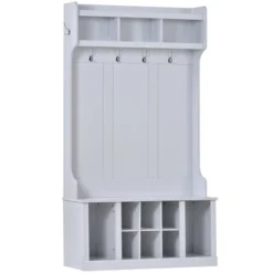 39.4" 3-in-1 Design Hall Tree With 6 Hooks, Coat Hanger And Entryway Storage Bench - ModernLuxe -Furniture Specialty Store GUEST e479f8c5 6fba 4687 b456 2509d09df2b2