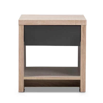Jamie Modern And Contemporary Two - Tone Wood 1 - Drawer 1 - Shelf Nightstand - Brown - Baxton Studio 4 Jamie Modern And Contemporary Two - Tone Wood 1 - Drawer 1 - Shelf Nightstand - Brown - Baxton Studio - Image 2