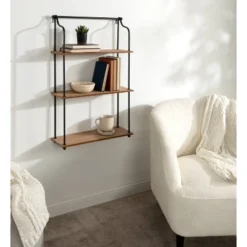 20" X 32" Walters Wood/Metal 3 Tier Shelving Brown - Kate & Laurel All Things Decor -Furniture Specialty Store GUEST e5898f38 1997 4f6c b853 62a9a13ddf80