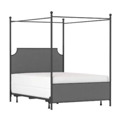 Mcarthur Metal And Upholstered Canopy Bed Matte Black/Gray Fabric - Hillsdale Furniture -Furniture Specialty Store GUEST e61b91d6 25b8 4daf 89a0 9a46d60b24d4