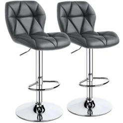 Yaheetech 2pcs Adjustable Modern PU Leather Swivel Bar Stools With Backrest -Furniture Specialty Store GUEST e6200b20 8479 4674 a053 12fedf01a226