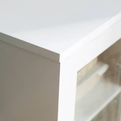 Pierceton Modern Double Glass Door With Metal Legs TV Stand For TVs Up To 58" White - Saracina Home 6 Pierceton Modern Double Glass Door With Metal Legs TV Stand For TVs Up To 58" White - Saracina Home - Image 4