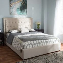 Queen Taylor Modern And Contemporary Fabric Upholstered Gas Lift Platform Bed Light Beige - Baxton Studio 17 Queen Taylor Modern And Contemporary Fabric Upholstered Gas Lift Platform Bed Light Beige - Baxton Studio -Furniture Specialty Store GUEST e6b9a309 2c9a 4f04 bd05 f9393cf96e45