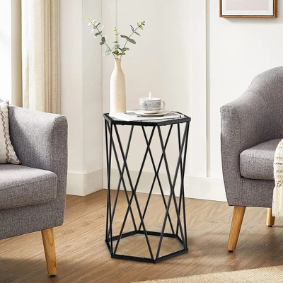 Costway End Table Tempered Glass Top Metal Frame Hexagonal Accent Side Table Living Room 3 Costway End Table Tempered Glass Top Metal Frame Hexagonal Accent Side Table Living Room