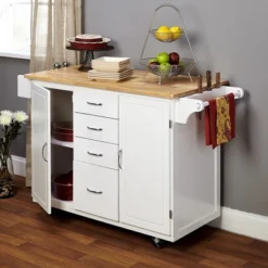 Cottage Country Wood Top Kitchen Cart White - Buylateral -Furniture Specialty Store GUEST e6c0e569 06e3 4efa 8777 0544b0519137
