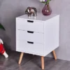 Costway White Side End Table Nightstand W/ 3 Drawers Mid-Century Accent Wood Furniture -Furniture Specialty Store GUEST e770535e 4b4e 4e21 b45b 3c57cc6fa3b2