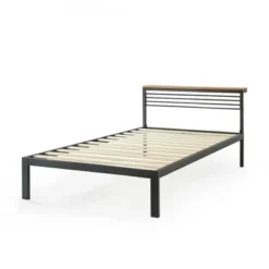 Hylle Metal Platform Bed With Low Headboard Shelf Black - Mellow -Furniture Specialty Store GUEST e782876e f08c 423a 9082 7707b941634d