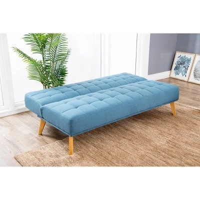 Carlie Mid Century Tufted Fabric Convertible Sofa Futon Blue - Abbyson Living 5 Carlie Mid Century Tufted Fabric Convertible Sofa Futon Blue - Abbyson Living - Image 3