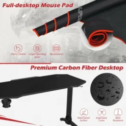 Costway 55'' Gaming Desk T-shaped Computer Desk W/ Full Mouse Pad & LED Lights -Furniture Specialty Store GUEST e7e99d71 15df 4205 a622 dcc1c0f44f82