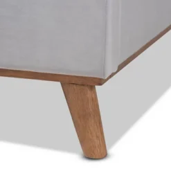 King Adelie Velvet Wingback Platform Bed Light Gray/Walnut - Baxton Studio -Furniture Specialty Store GUEST e8158616 b724 44ca ade0 e6d1f03b6112