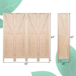 Costway 4Panels Folding Wooden Divider W/ V-shaped Design 5.6Ft Tall -Furniture Specialty Store GUEST e836b926 6b68 4f90 a218 5554a05125b2
