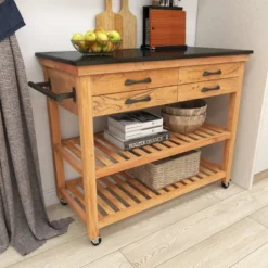 Coastal Wood Kitchen Cart Brown - Olivia & May 30 Coastal Wood Kitchen Cart Brown - Olivia & May -Furniture Specialty Store GUEST e857713a 325b 42dd a9f6 e4179cebe5a9