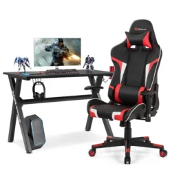 Costway X-Shaped Gaming Desk & Racing Style Massage Chair Set Home Office Black+White/Blue/Grey/Red -Furniture Specialty Store GUEST e9703243 e3b2 497e a1ec c5ad1f6dfe46