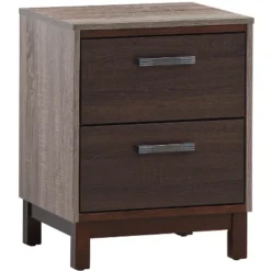 Passion Furniture Magnolia 2-Drawer Brown Nightstand (24 In. H X 15.5 In. W X 19 In. D)