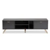 Kelson Wood TV Stand For TVs Up To 55" Dark Gray/Gold - Baxton Studio -Furniture Specialty Store GUEST e9e5fae3 b2c7 446b 9905 a4166e9d5a53