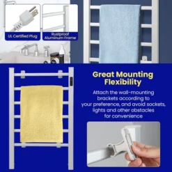 Costway Freestanding Wall Mounted Towel Warmer 6-Bar Aluminum Heated Towel Rack W/ Timer -Furniture Specialty Store GUEST ea92c9e4 cb3e 431b b00c db537822280c