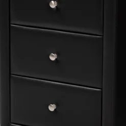 Tessa Faux Leather Upholstered 3 Drawer Nightstand Black - Baxton Studio -Furniture Specialty Store GUEST eac99a6b c9e4 4692 bf02 c7705bb6d711
