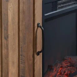 JYED DECOR 54 Inch Freestanding TV Stand Media Console With Sliding Barn Doors, Electric Fireplace, And 2 Cabinets With 2 Shelves, Rustic Oak -Furniture Specialty Store GUEST eacdd0aa 92fa 455c 9b6c 0460d1c926ec