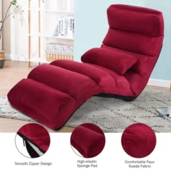 Costway Folding Lazy Sofa Chair Stylish Sofa Couch Bed Lounge Chair W/Pillow Burgundy -Furniture Specialty Store GUEST eadf1a3d 918c 4c42 a83e 2ce85dc741d3